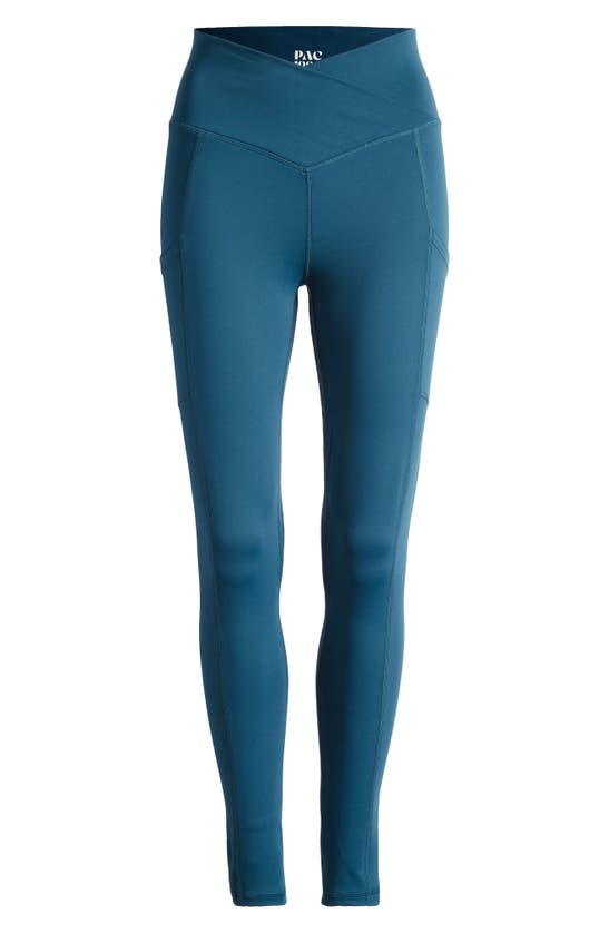 Shop Pacsun Everyday Pocket Crossover Leggings In Reflecting Pond
