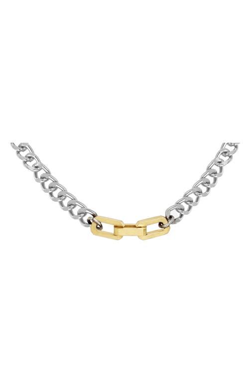 Shop Allsaints Hex Charm Collar Necklace In Rhodium/gold