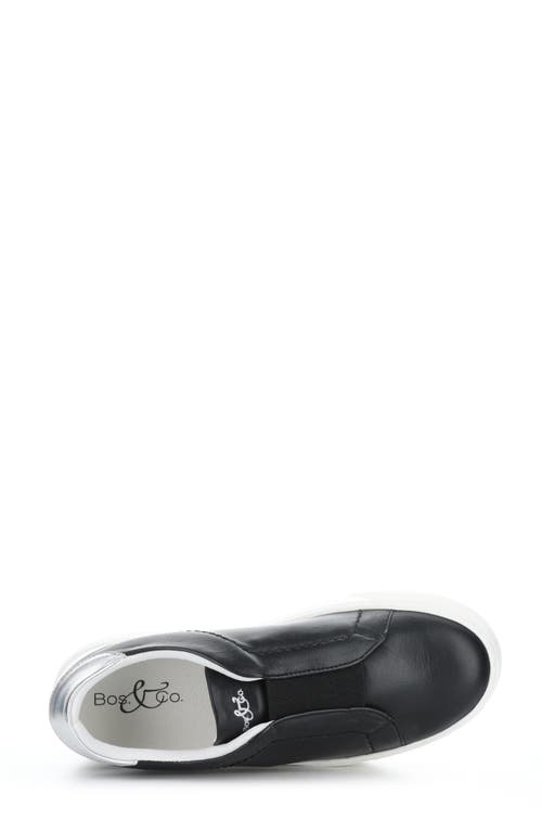 Shop Bos. & Co. Mona Platform Slip-on Sneaker In Black/white/pewter Patent