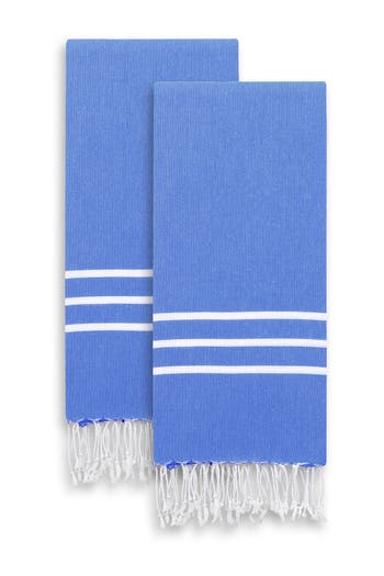 Shop Linum Home Textiles Alara Turkish Pestemal Hand/guest Towels In Royal Blue/white Stripes