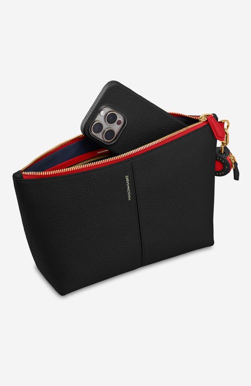 Maison De Sabre Maison De Sabré Medium Leather Flaire Pouch In Rouge Noir