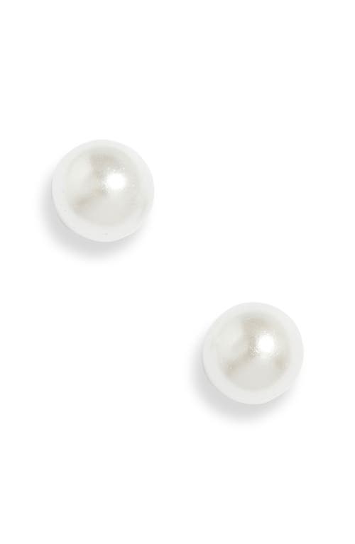 Shop Nordstrom 3mm Faux Pearl Stud Earrings In Platinum Plated