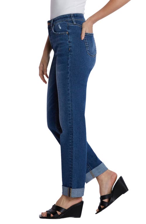 Hint Of Blu Cuffed Wide Leg Boyfriend Jeans In Dew Blue