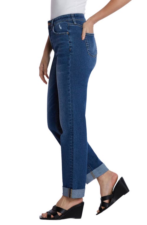 Shop Hint Of Blu Cuffed Wide Leg Boyfriend Jeans In Dew Blue