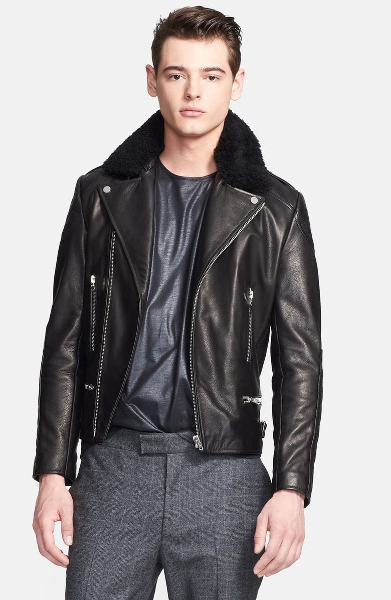 The Kooples Leather Moto Jacket with Removable Shearling Collar | Nordstrom