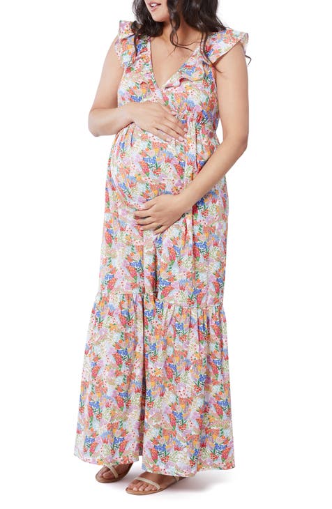 A Pea in the Pod Ruffled Maxi Maternity Dress - Macy's