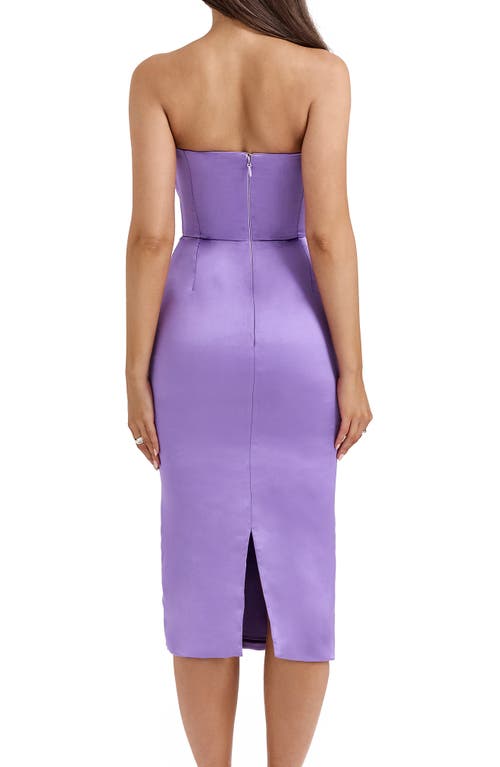House Of Cb Santana Strapless Satin Cocktail Dress In Fairy Wren