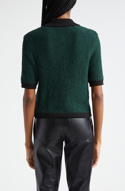 Shop Veronica Beard Marie Houndstooth Knit Jacket In Pine/black