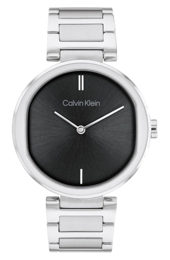 Calvin Klein Women's 2-hand Silver-tone Stainless Steel Bracelet Watch 36mm In Silver/black