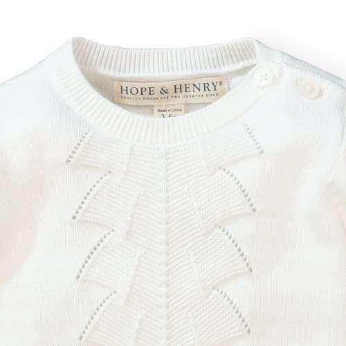 Shop Hope & Henry Baby Sweater Gown And Bonnet Set In Soft White