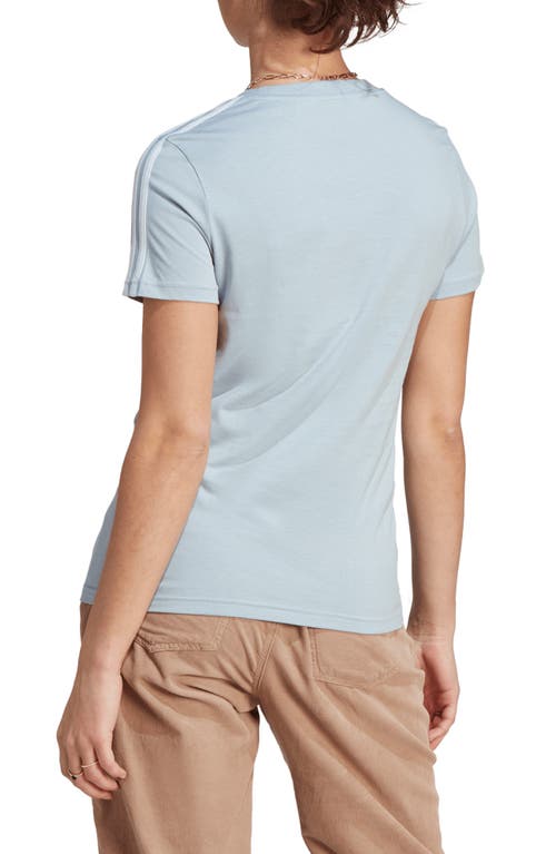 Adidas Originals Women's Essentials Cotton 3 Stripe T-shirt In Wonder Blue/white