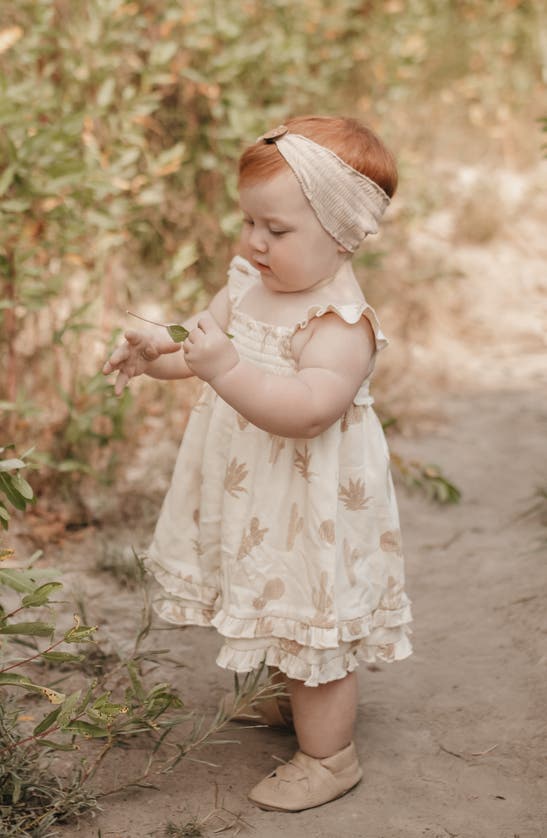 Shop L'ovedbaby Smocked Organic Cotton Dress In Buttercream Cactus