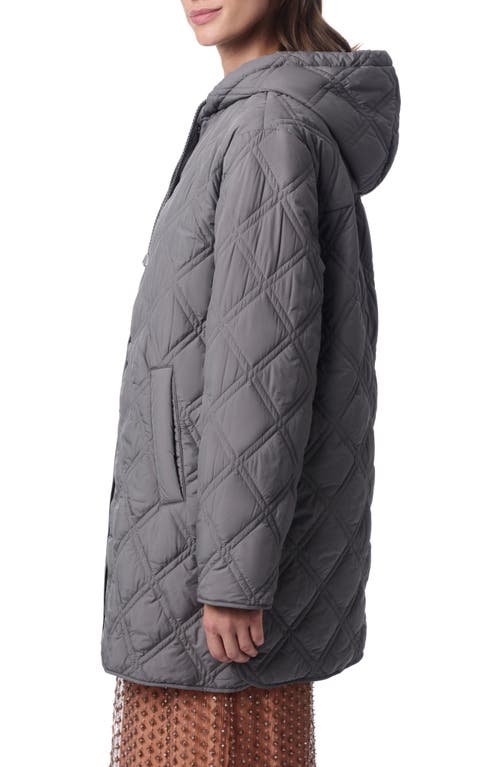 Bernardo Hooded Quilted Liner Jacket In Pewter