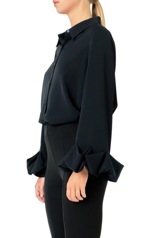 Endless Rose Bubble Accent Shirt In Black In Black