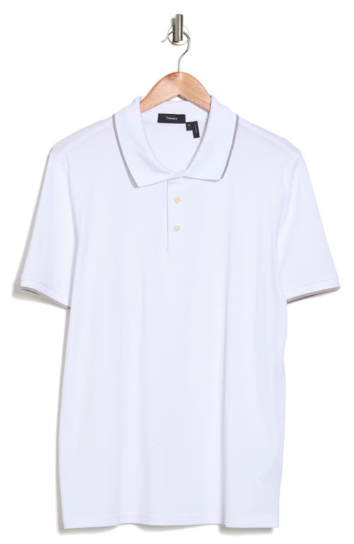 Shop Theory Precise Stretch Pima Cotton Polo In Ivory/opal