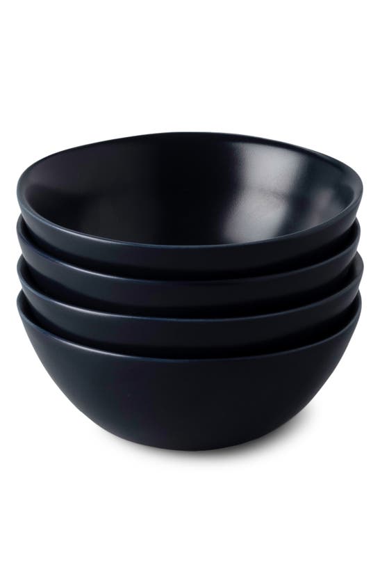 Shop Fable The Breakfast Set Of 4 Bowls In Midnight Blue