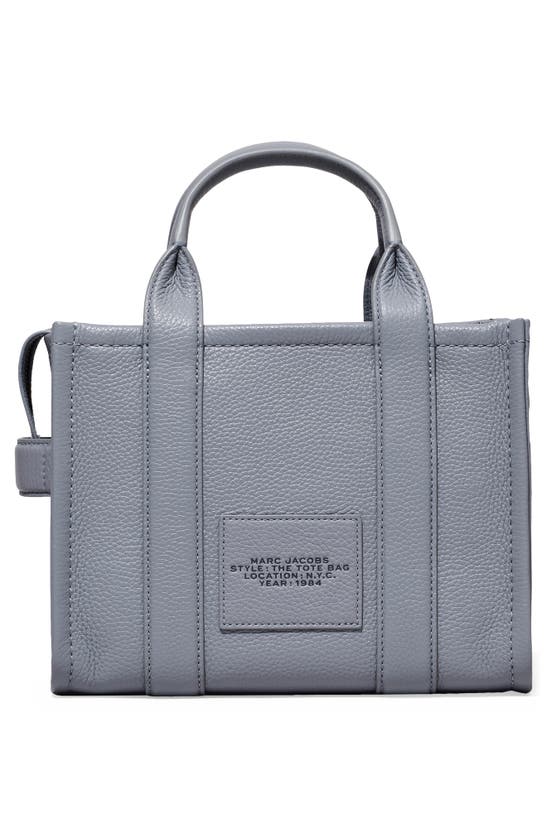 Shop Marc Jacobs The Leather Small Tote Bag In Wolf Grey