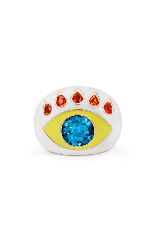 Click to view more detailed imagery on our partner's website Nevernot 18kt Gold 'show N Tell' Ready To See You Enamel Ring In White