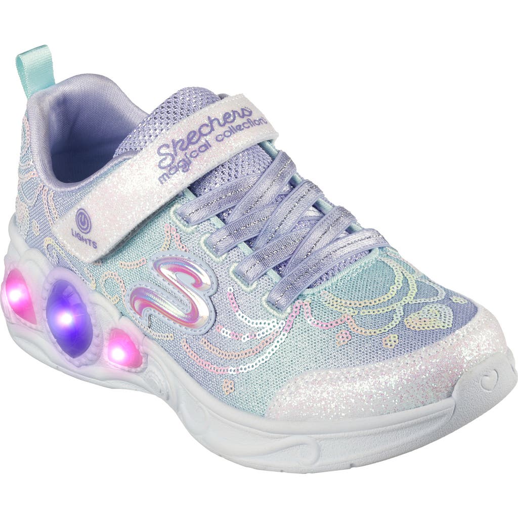 Skechers Kids' Princess Sequin Light-up Sneaker In Lavender/multi