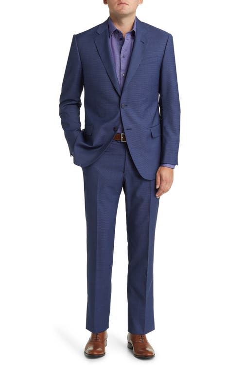 Emporio Armani Micro Textured Solid Virgin Wool Suit in Blue