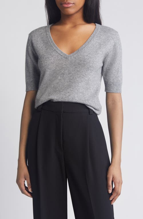 Harriet V-Neck Wool & Cashmere Sweater in Grey