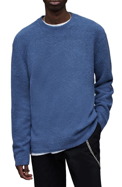 AllSaints Eamont Cotton Blend Crewneck Sweater in Gunmetal Blue