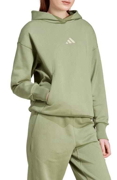 Shop Adidas Originals Adidas Oversize Fleece Hoodie In Tent Green