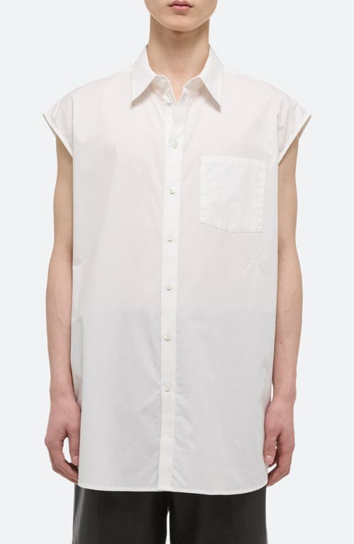 Helmut Lang Gender Inclusive Sleeveless Cotton Button-Up Shirt in White at Nordstrom, Size Medium