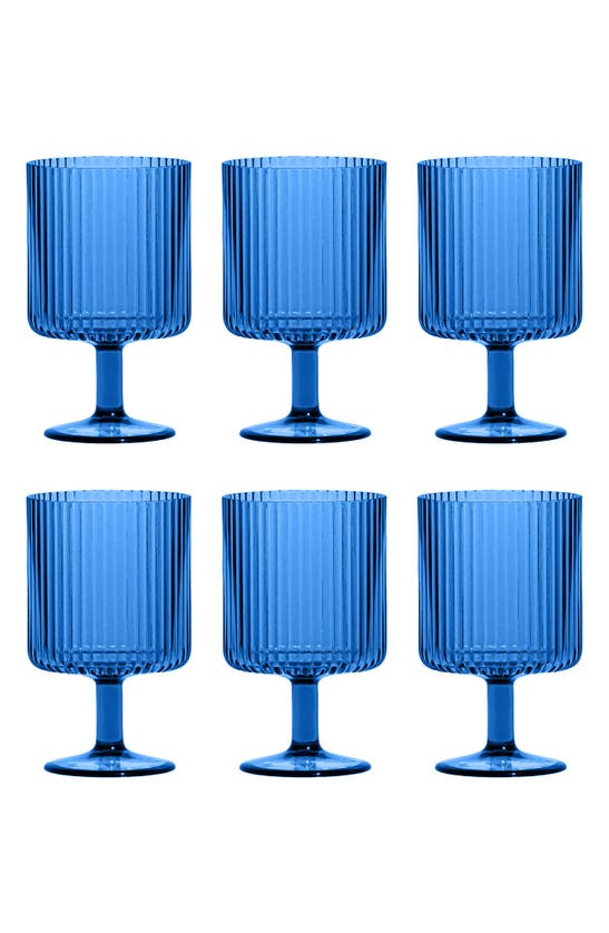 Tarhong Set Of 6 Shatterproof Mesa Stacking Goblets In Blue