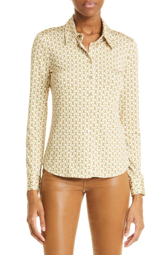 L Agence Harmony Long Sleeve Button-up Shirt In Champgold