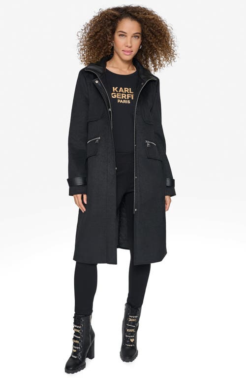 Shop Karl Lagerfeld Paris Boiled Wool Blend Coat In Black