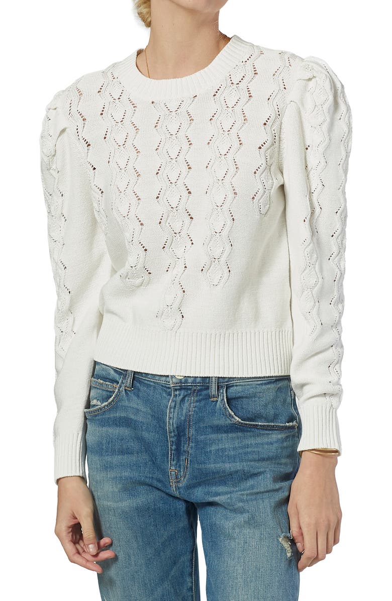 Joie Sigourney Pointelle Puff Sleeve Sweater, Main, color, 
