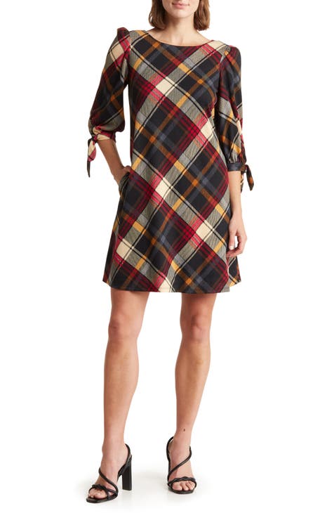 L'AGENCE Cameron belted plaid jersey maxi shirt dress