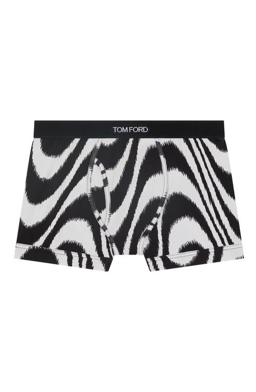 TOM FORD Zebra Stripe Cotton Stretch Jersey Boxer Briefs Black/Ivory at Nordstrom,