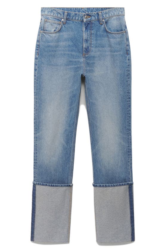 Shop Mango Turned-up Cuff Straight Leg Jeans In Medium Blue