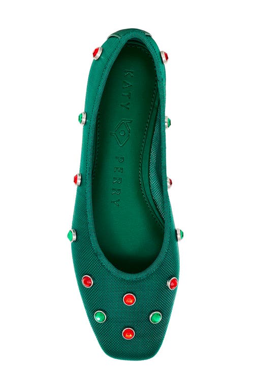 Shop Katy Perry The Evie High Crystal Ballet Flat In Holiday Green