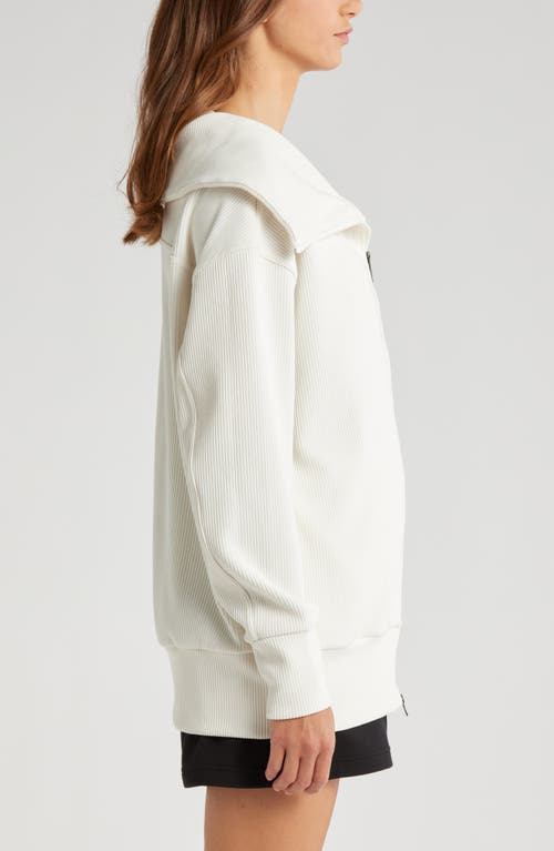 Shop Zella Ottoman Rib Zip Jacket In Ivory Egret