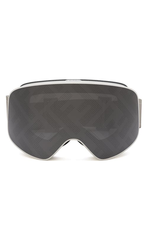 Shop Fendi Ski Mask With Logo Mirrored Lens In Grey/smoke Mirror