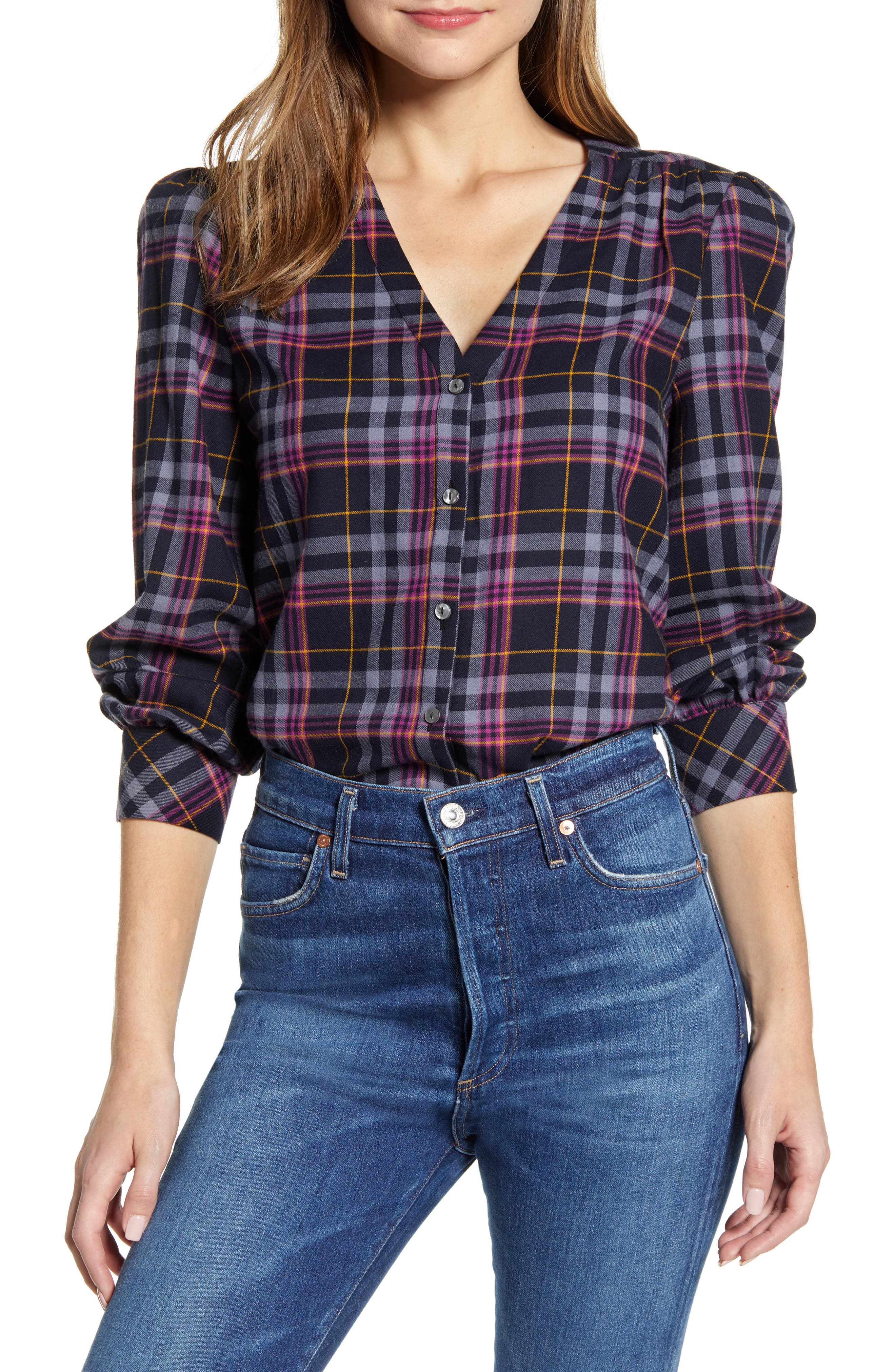 1.STATE Plaid Flannel Blouse | Nordstrom