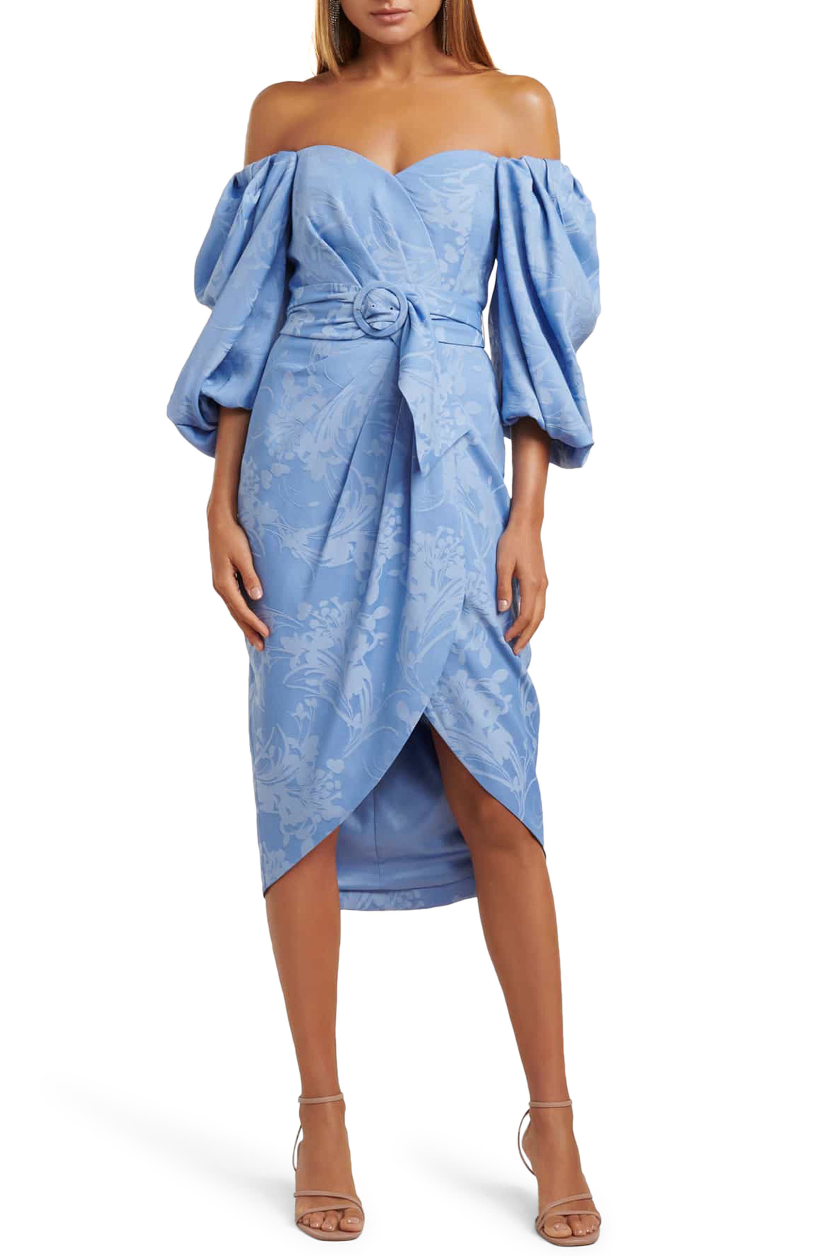 puff sleeve off the shoulder dress