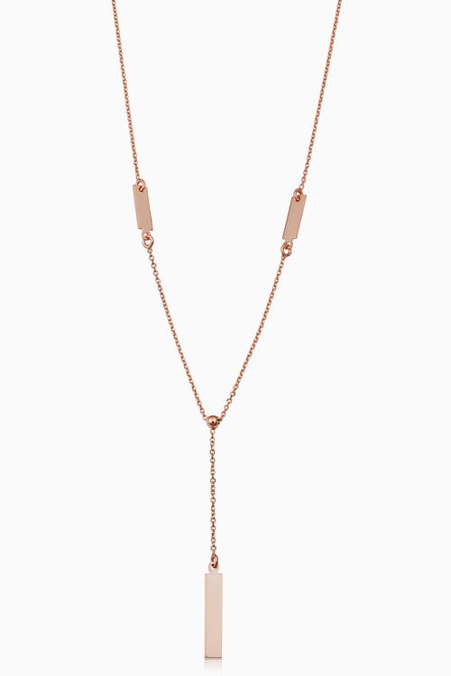 Oradina 14k Gold Brooklyn Bar Drop Necklace In Rose Gold