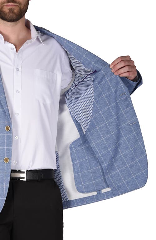 Savile Row Co Blue Windowpane Knit Sport Coat