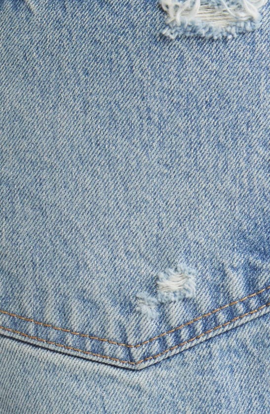 Shop Moussy Ridgemere High Waist Ripped Denim Cutoff Shorts In Light Blue