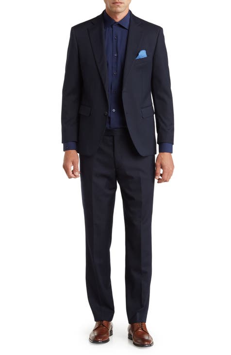 Slim Fit Men Suit 2 Button Slate Grey Micro Textured Notch Lapel