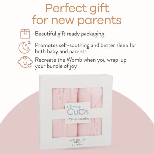 Comfy Cubs Swaddle Blanket Baby Girl Boy Easy Zipper Wrap 2 Pack Newborn Infant Sleep Sack In Pink