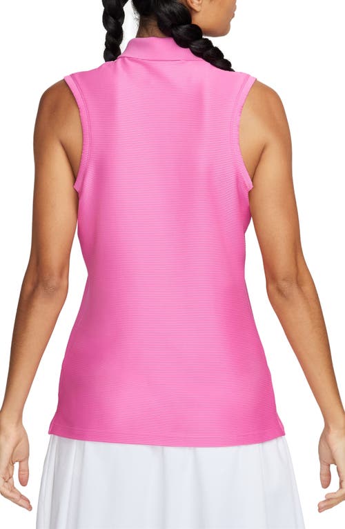 Shop Nike Victory Dri-fit Sleeveless Golf Polo In Playful Pink/white