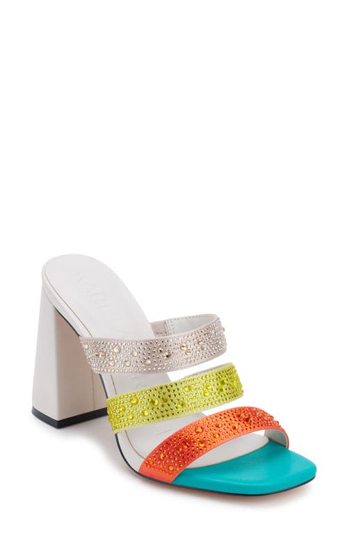 Karl Lagerfeld Rickie Rhinestone Slide Sandal In Orange/yellow/teal Multi