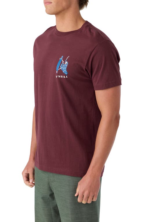 Shop O'neill Nosepick Cotton Graphic T-shirt In Burgundy