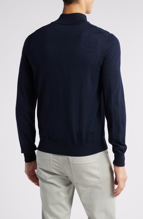 Shop Canali Quarter Zip Wool Sweater In Navy