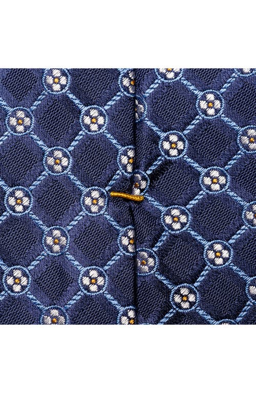 Shop Eton Floral Silk Tie In Dark Blue